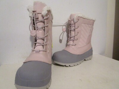 All In Motion Kids Skylar Leather Faux Fur Ankle Waterproof Winter Boots Blush 6