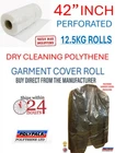 42"80G 12.5KG Polythene Garment Cover Poly Bags/Clothes Bags Roll,Approx 450Bags