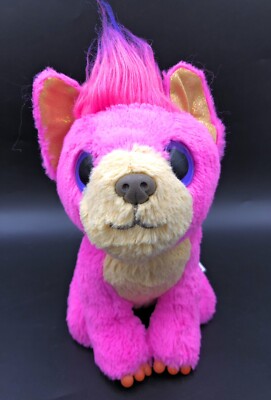 Elch Spielzeug rosa Welpe Hund 8 Zoll hoch Plüschtier Stofftier rosa goldene Ohren sitzend große Augen