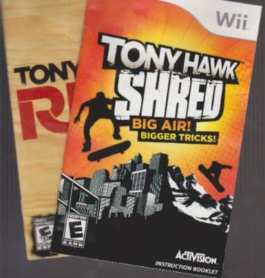 Wii Tony Hawk Shred & Ride Lot + Manual NINTENDO WII / WII U skateboarding games