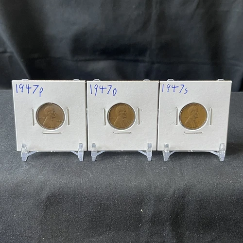 1947 P,D,S Lincoln Wheat  Cent Collectible Coins (FINE - VERY FINE)