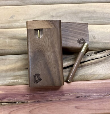 #ad #ad Black Walnut Wood 3.5quot; Dugout Stashbox w Poker amp; Bat One Hitter Pipe Set $36.00