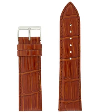 Watch Band Light Brown Leather Crocodile Grain