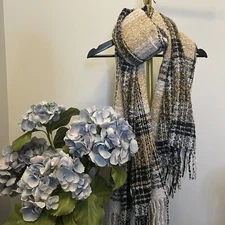 Cejon Chic Plaid Knit fringe blanket Scarf One Size NEWNew without tag