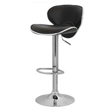 POLTRONA SGABELLO DESIGN MODERNO ECOPELLE SEDIE UFFICIO NERO ACCIAIO BAR ITA