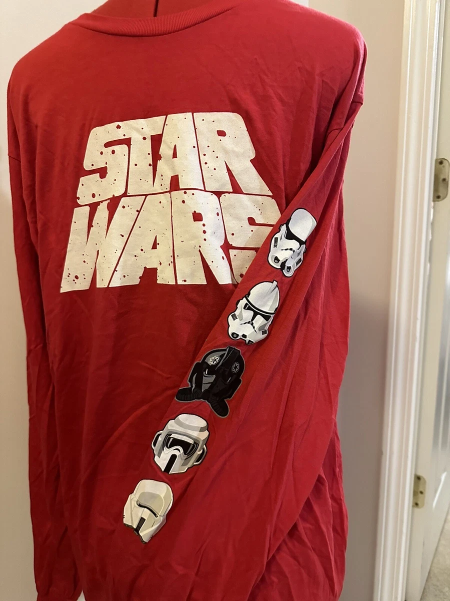 STAR WARS RED LONG SLEEVE STORM TROOPERS MENS COTTON T SHIRT SIZE