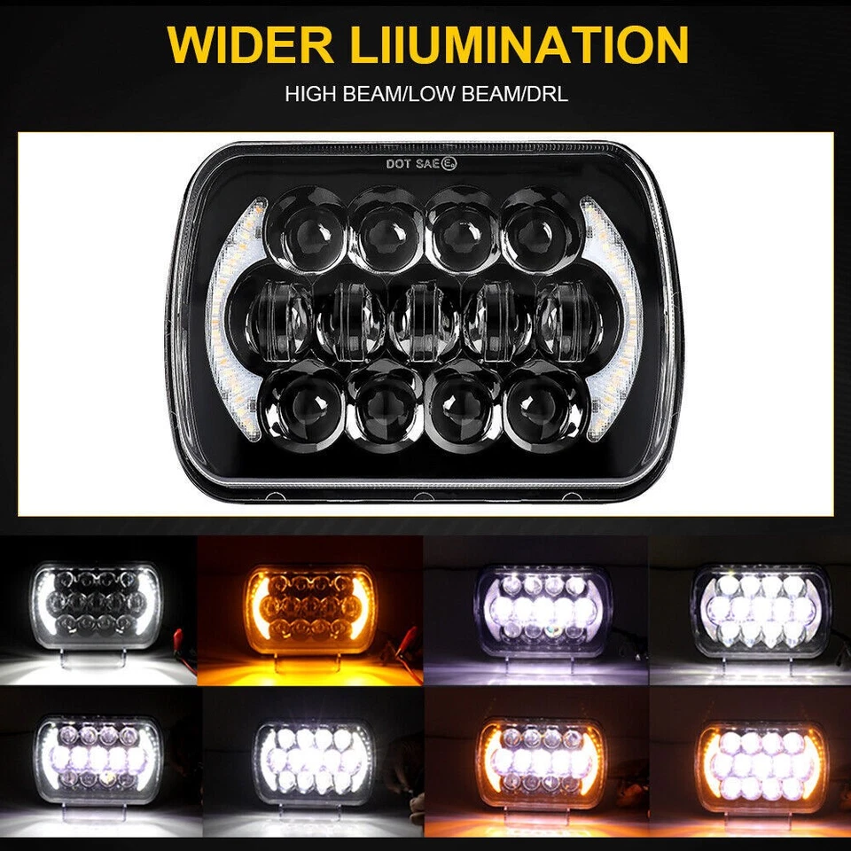 2PCS For Ford F600 F650 F700 F750 Super Duty 7x6" 105W Led Headlights Hi-Lo DRL - Image 2 of 4