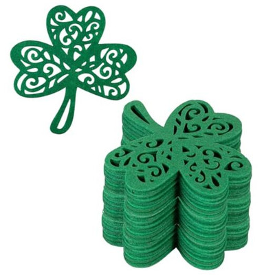 24 Pack St. Patrick's Day Drink Coasters Shamrock Felt Cup Mat Pad Hollow 