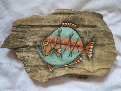 MCM Hagen Renaker Pompano Fish Wall Plaque Arizona Flagstone California Pottery