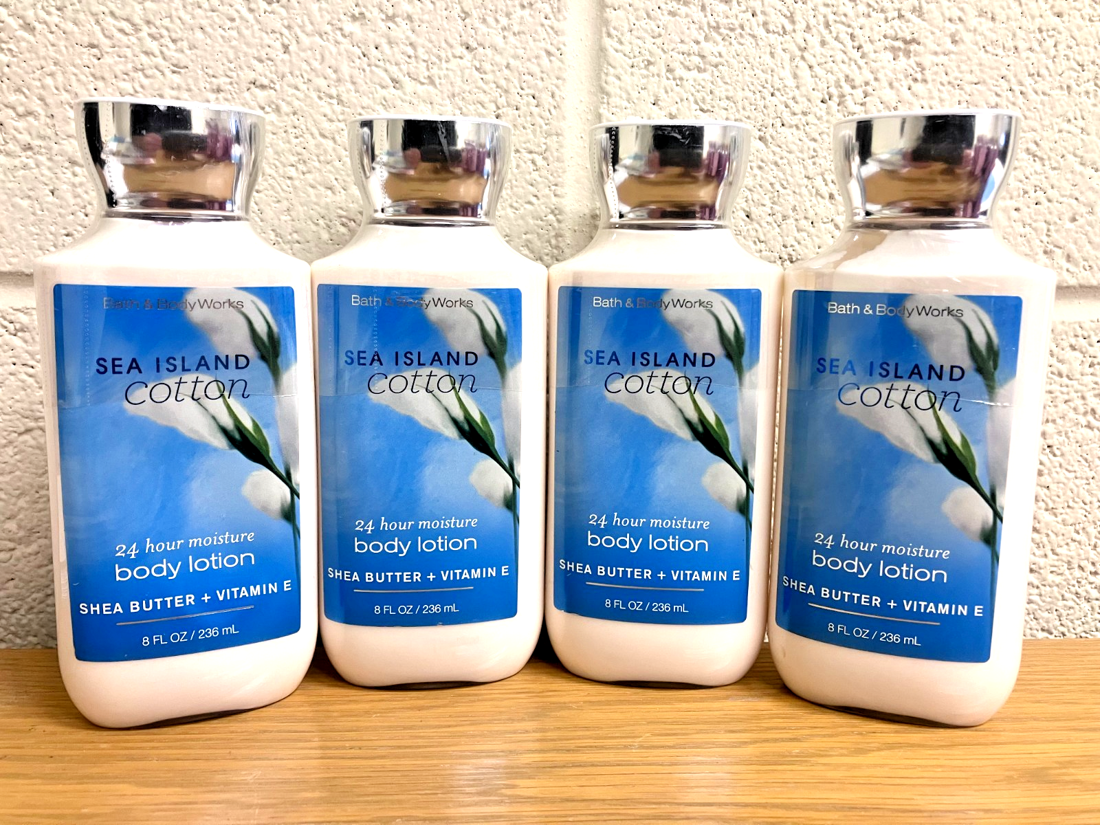 Bath & Body Works SEA ISLAND COTTON BODY LOTION 8oz SEALED NEW (QTY 4)