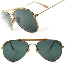 Glass Lens Classic Mens Womens Medium Air Force Style Gold Sunglasses