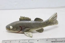 Walleye Ice Fish Spearing Decoy Folk Art Carved By George Aho, 1987, 6-1/4"
