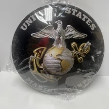 United States Marine Corps Sleek Metal Dome Sign 15.75 Inches Round Man Cave ￼