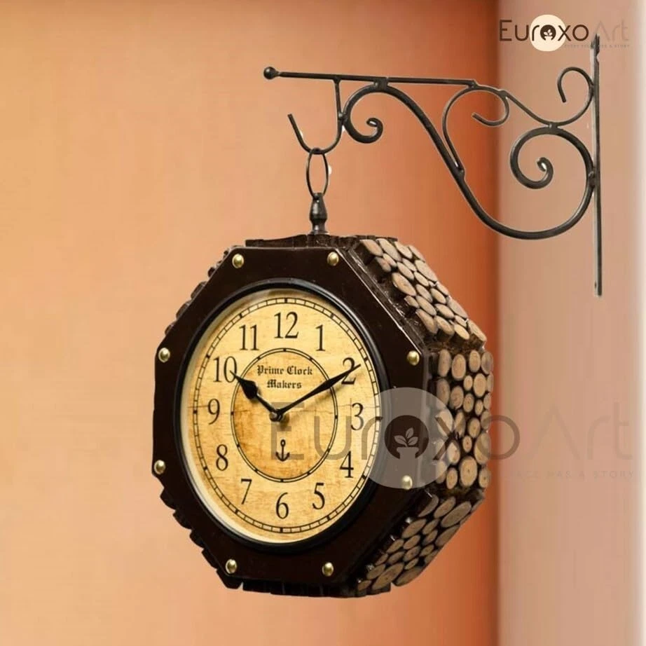 Double Sided Black 12"Inch Wall Clock Antique Style station Christmas Decor Gift - Image 3 of 4