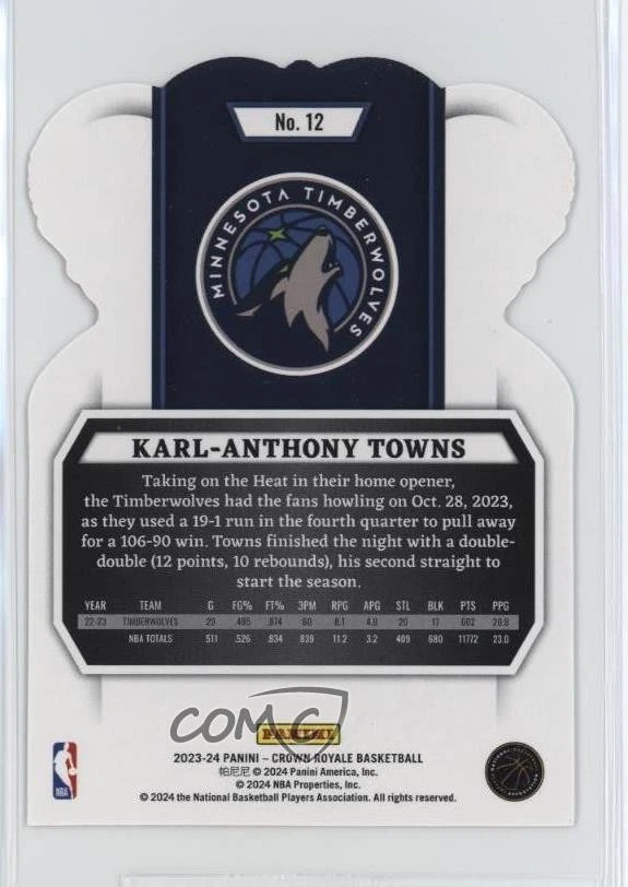 2023-24 Panini Crown Royale Crystal Karl-Anthony Towns #12 - Image 2 of 2