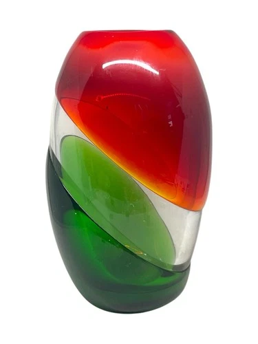 Vintage Colorful Murano Art Glass Vase “Viva Italia”
