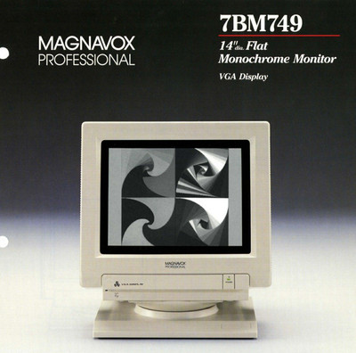 Vintage Magnavox 7BM749 VGA Monochrome Monitor 14