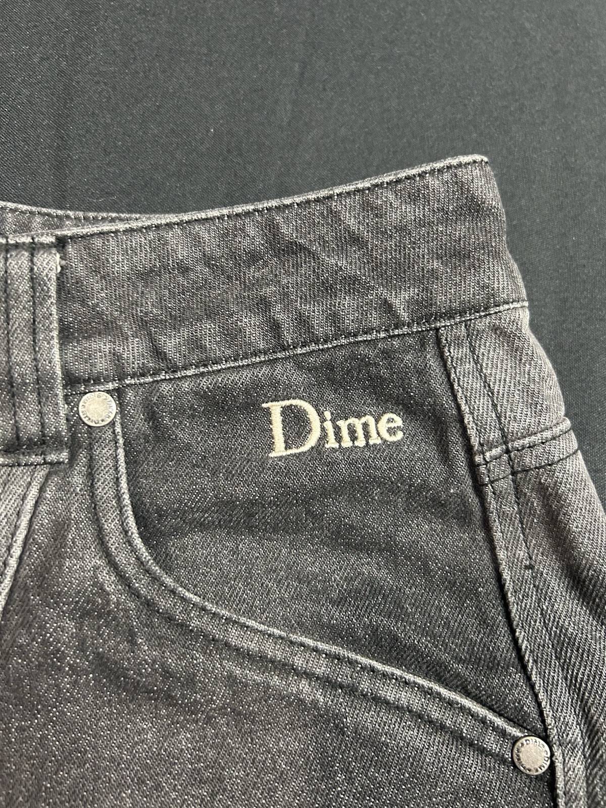 Dime Patch Jeans Black Weave Pattern Medium 32” - image 4