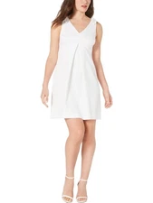 TRINA TURK Womens White Sleeveless V Neck Short Fit + Flare Dress 6