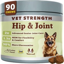 Vet Strength Hip Joint Chews for Senior Dogs 90ct Joint Flexibility Suppo...