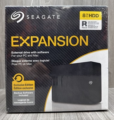 SEAGATE Expansion PLUS 8TB HDD, USB 3, External Hard Drive - Black (STKR8000400)