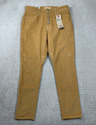 NWT Levis 721 Pants Womens 32 Brown Corduroy High Rise Skinny Slim Fit Stretch