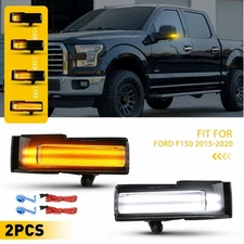 Smoked Lens Dynamic LED Side Mirror Turn Signal Light For Ford F150 2015-2020