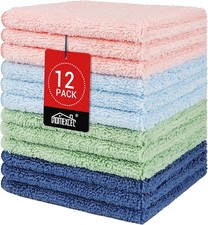 HOMEXCEL Microfiber Washcloths 12 Pack, Highly 12 x 12 inch, Multicolor