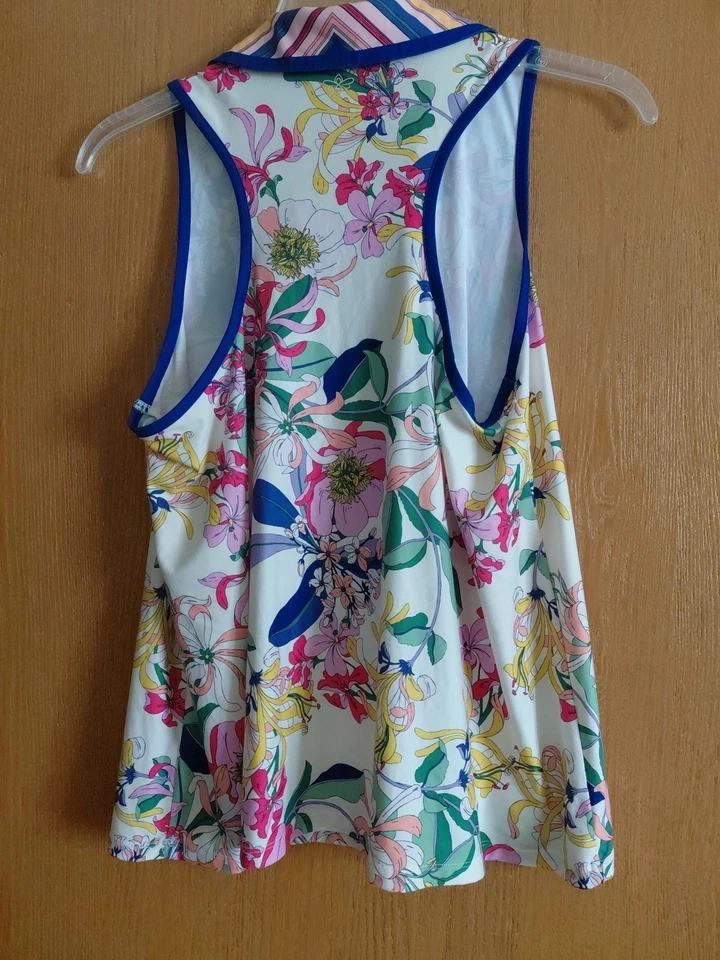 JOHNNY WAS женщин активный Aldrich цветочный поло качели воротник Майка размер L - Изображение 2 из 4