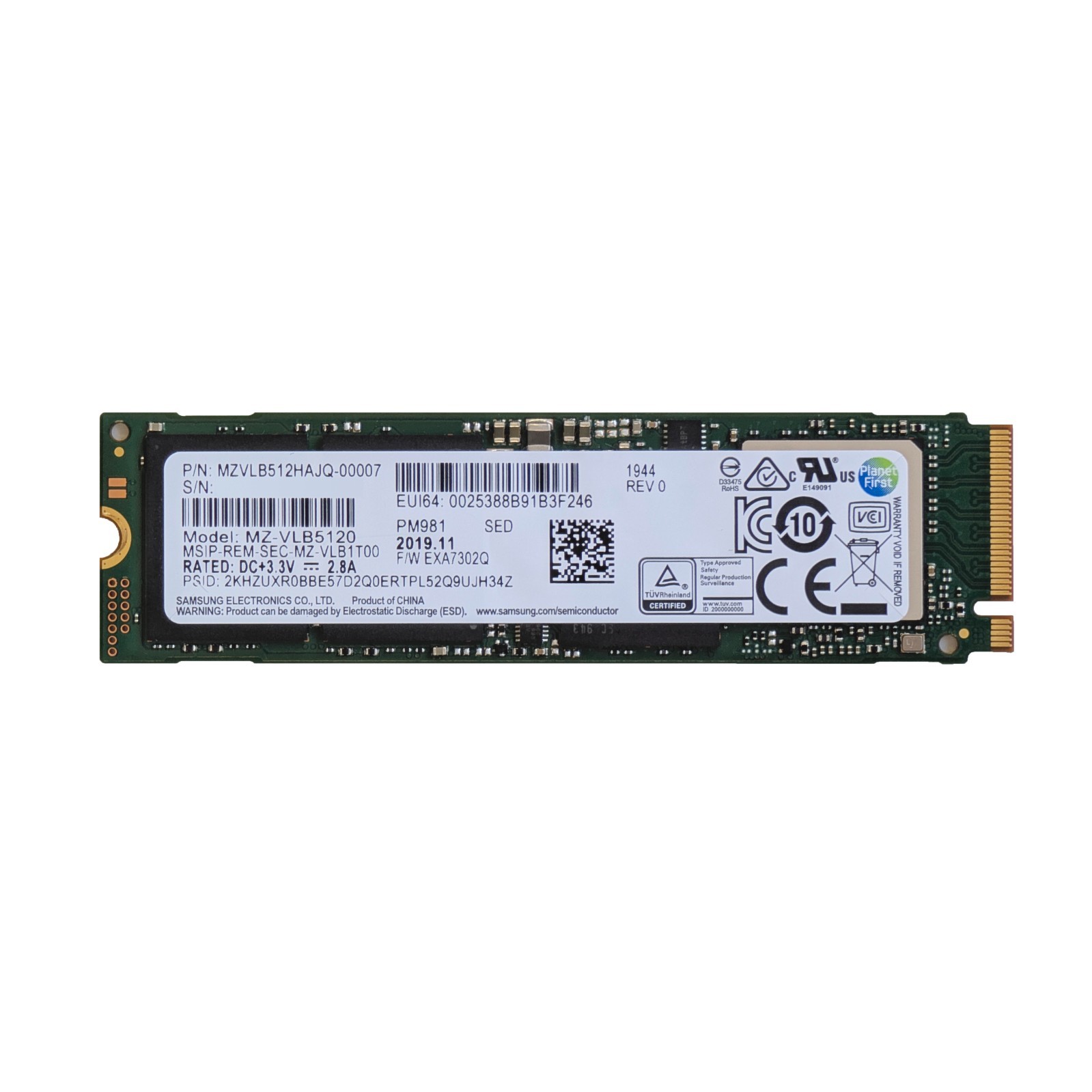 Samsung PM981 M.2 512 Go PCI Express 3.0 NVMe