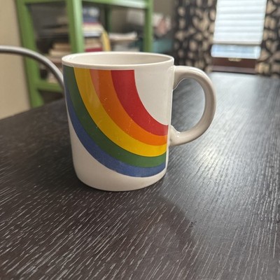  Vintage 80s Ceramic Rainbow 1984 FTDA, Made In Korea, Coffee Mug Tea Cup 