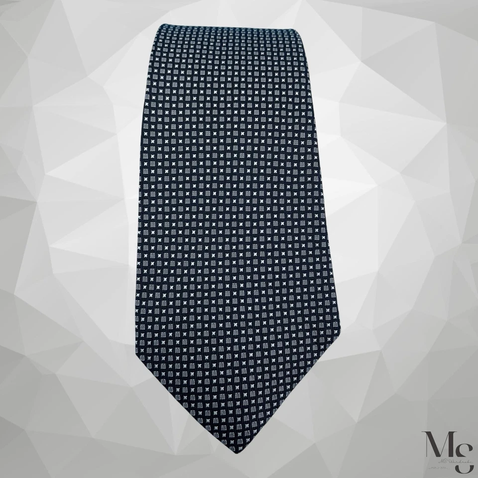 Corbata de seda geométrica negra y gris Ralph Lauren H.M Italia 59”-3,25” EX CD Foto 3 de 4