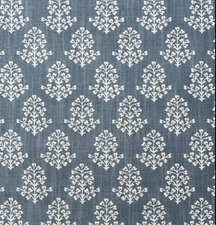 Andrew Martin Curtain Fabric 'SPRIG - DENIM ' 3.4 METRES (340cm) Linen Blend