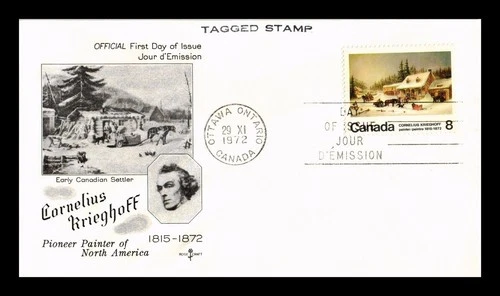 Dr Jim Stamps Canada 8c Cornelius Krieghoff Tagged Stamp Rose Craft FDC
