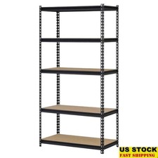 5-Shelf Steel Storage Rack Adjustable Heavy Duty Shelving Unit Garage Workshop