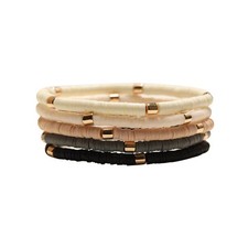 Surfer Heishi Clay Bead Bracelets for Women Bohemian Stackable Gold Beaded Stret