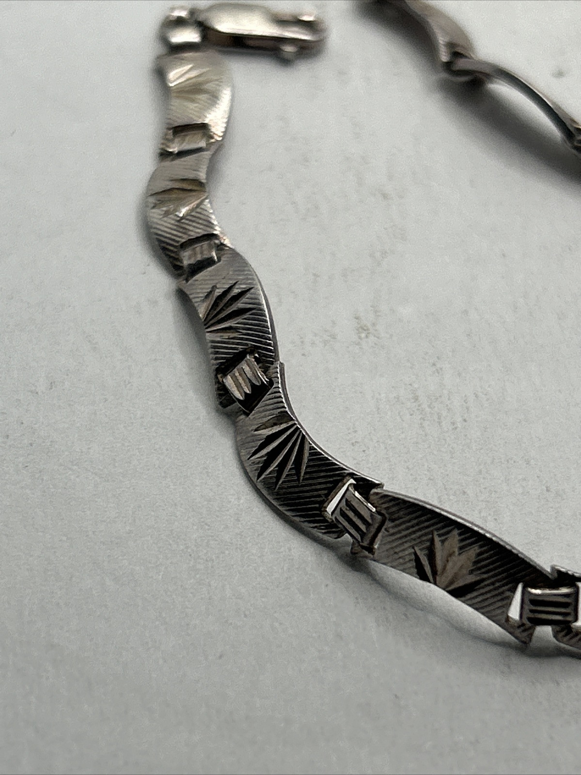Solid 925 Sterling Silver Link Bracelet textured … - image 3