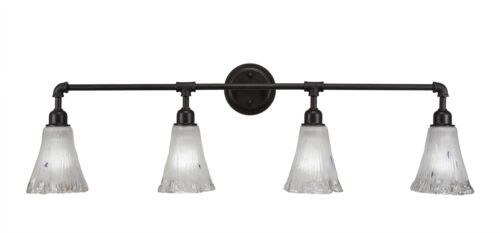 Vintage 4 Light Bath Bar Shown In Dark Granite Finish with 5.5 Frosted Crysta... - Picture 1 of 3