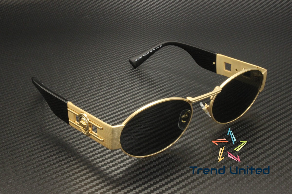 VERSACE VE2264 100287 Matte Gold Dark Grey 56 mm Unisex Sunglasses 