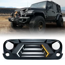 Xprite Patent Design Front Grille w/ Turn Signal Lamp for 07-18 Jeep Wrangler JK