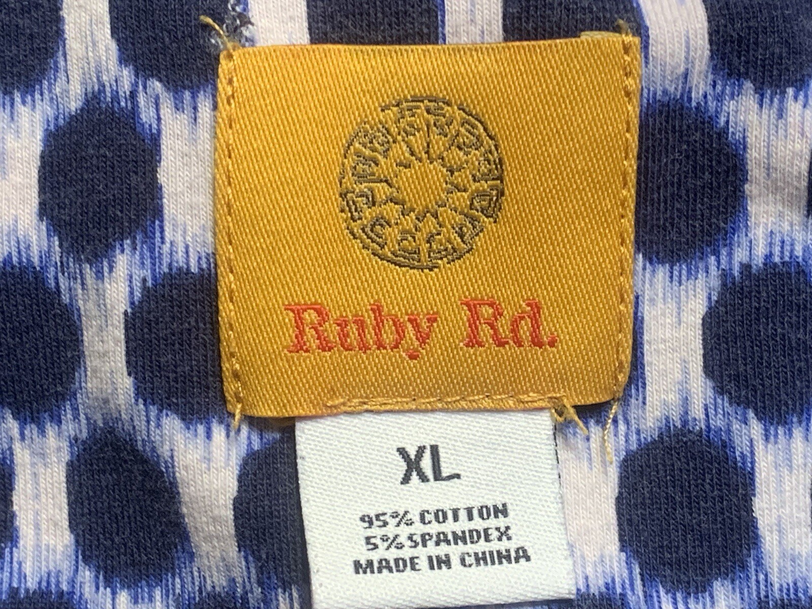 Ruby Rd Tunic Top Large Blue Dots/Red Beaded Neck… - image 2