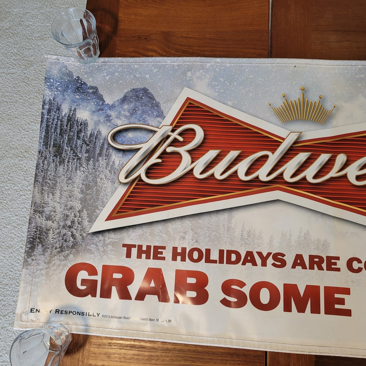 Budweiser Large Vinyl Sign 71 x 22 Holidays Clydesdales 2012 Grab