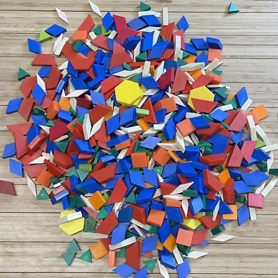 Vtg MATH MANIPULATIVES Plastic Tangram Pattern BLOCKS 4 Lbs MIXED LOT Class Home