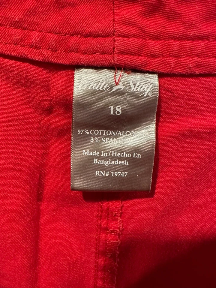 Pantalones Cortos para Caminar Ciervo Blanco Para Mujer Talla 18 Rojo Mezcla de Algodón 2 Bolsillos 191 Foto 3 de 3