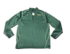 Nike Mens Green Swoosh 1/4 Zip Pullover Sweatshirt Desoto Size L-XL Collegiate
