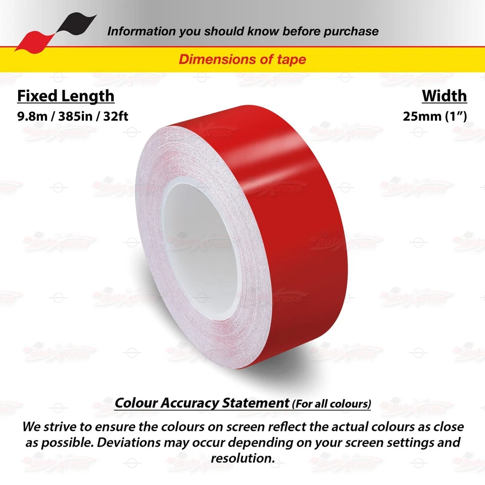 RED 1" 25mm Roll PIN STRIPE Car PinStriping Trim Line TAPE Decal Vinyl Sticker - Image 2 of 4