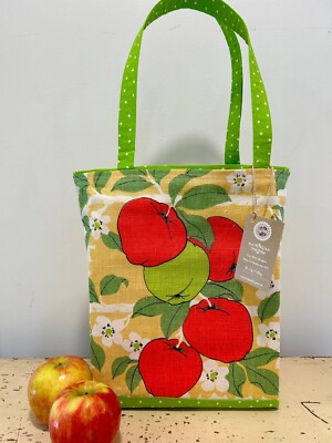 310  Vintage Apples Fruit Mid Century NEW Linen Towel Tote Market Bag Gift OOAK
