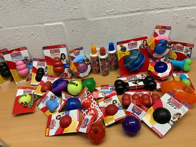 KONG DOG TOY BALL GYRO TREAT DISPENSER PASTE EASY-TREAT BONE GOODIES NEW  CHOOSE UK