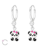 Panda Kinder Creolen Ohrringe 925 Silber MäDchen Ohrstecker Schmuck Geschenk