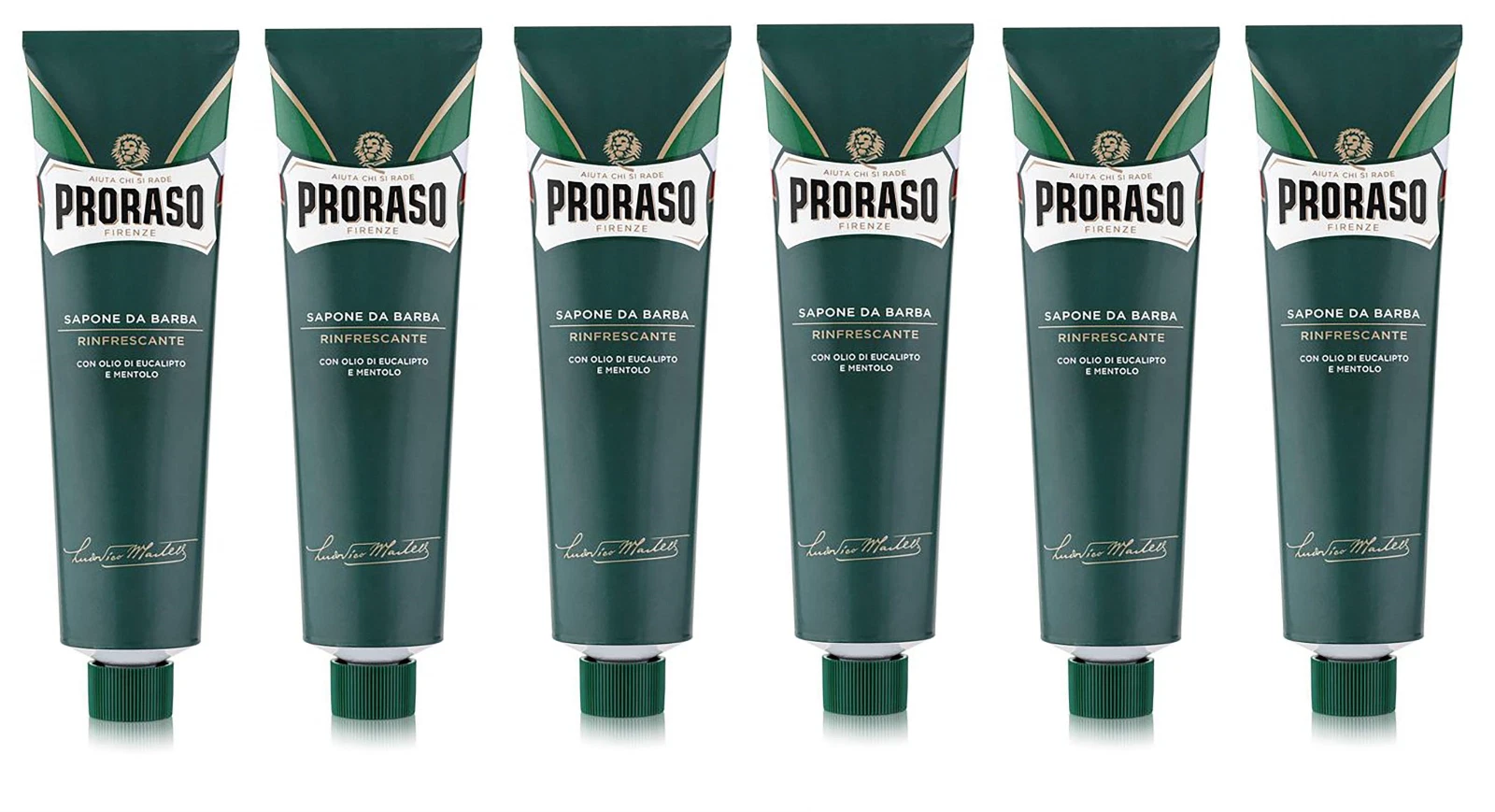 Proraso Shaving Cream, Eucalyptus and Menthol, 150ml Tube 6 Pack